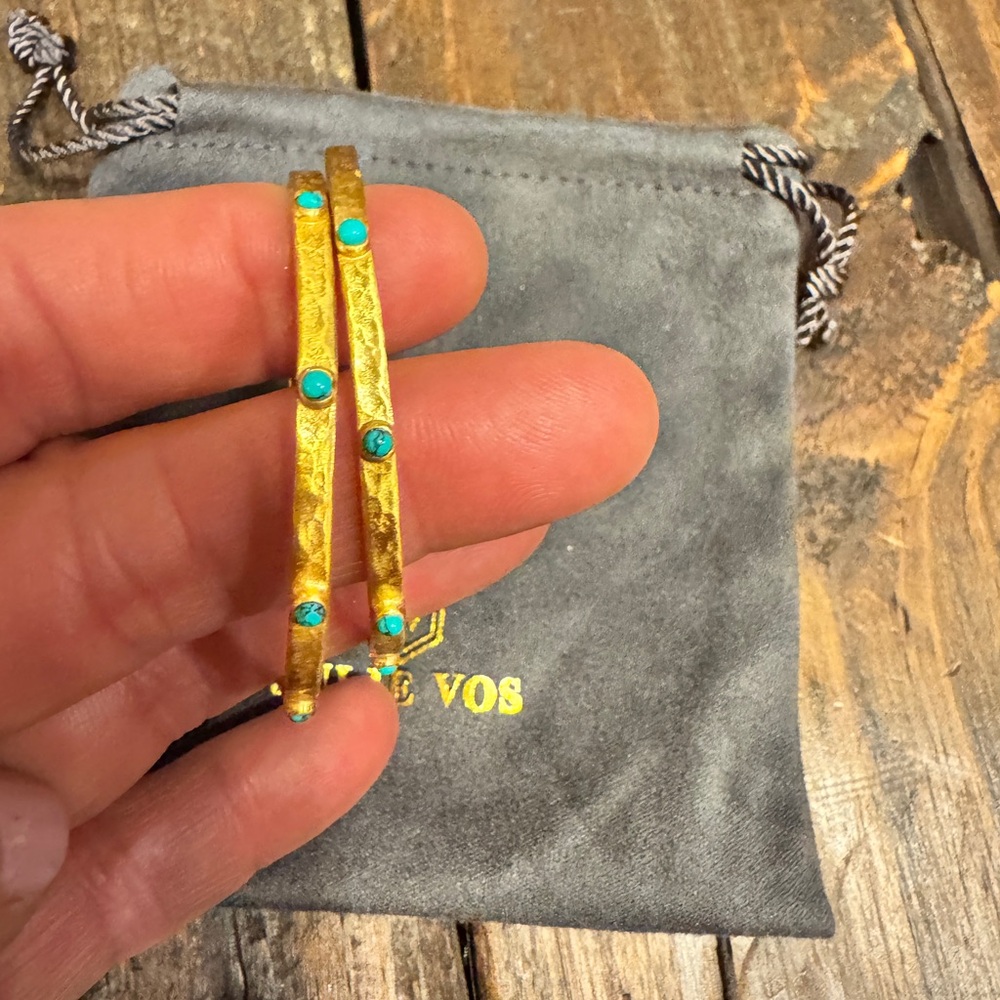 Julie Vos Gold and Turquoise Hoop Earrings